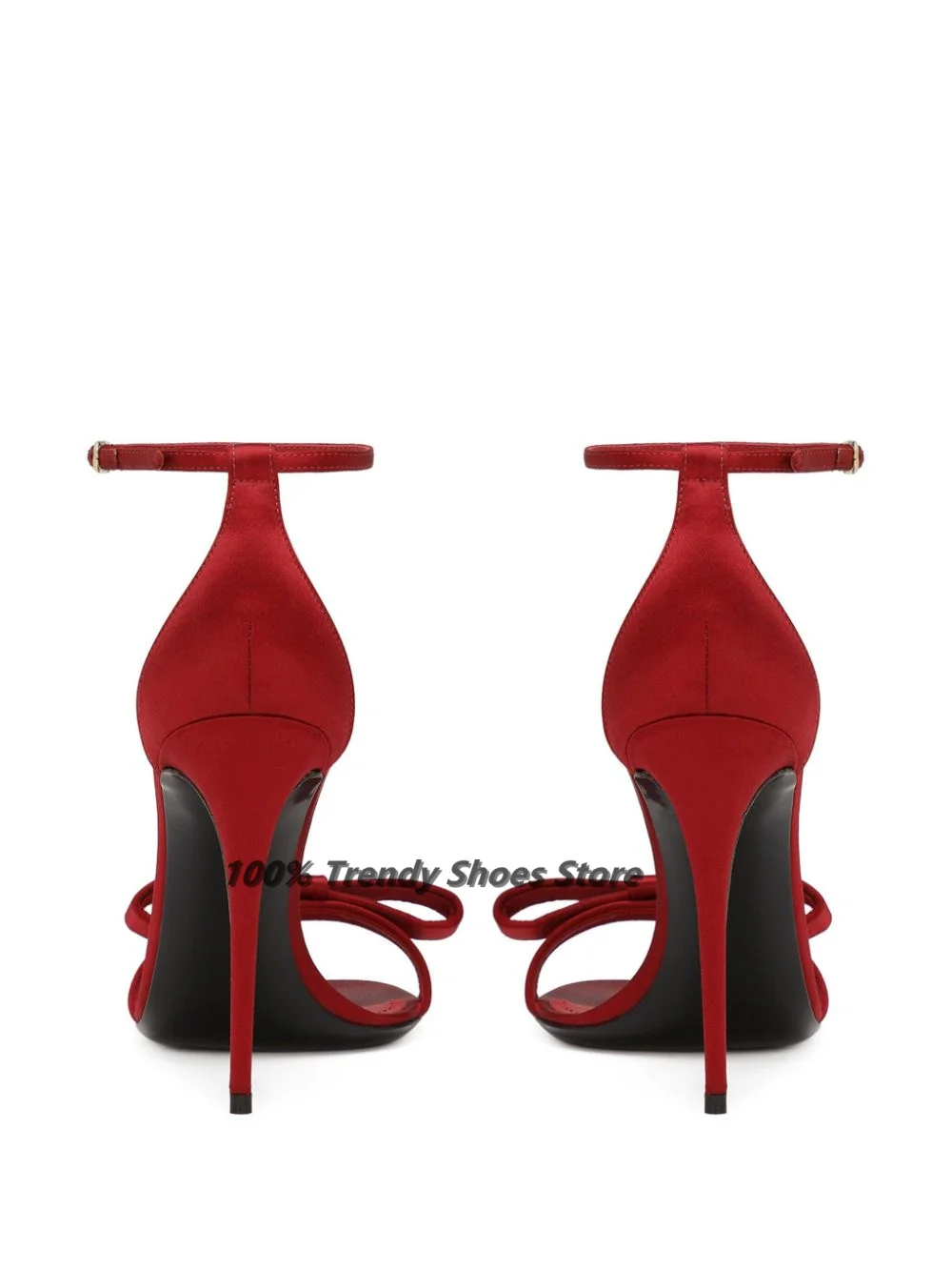 Red Bow Thin Strap Combination High-heeled Sexy Sandals Popular In Europe and America Women's Shoes For Foreign Trade Banquet