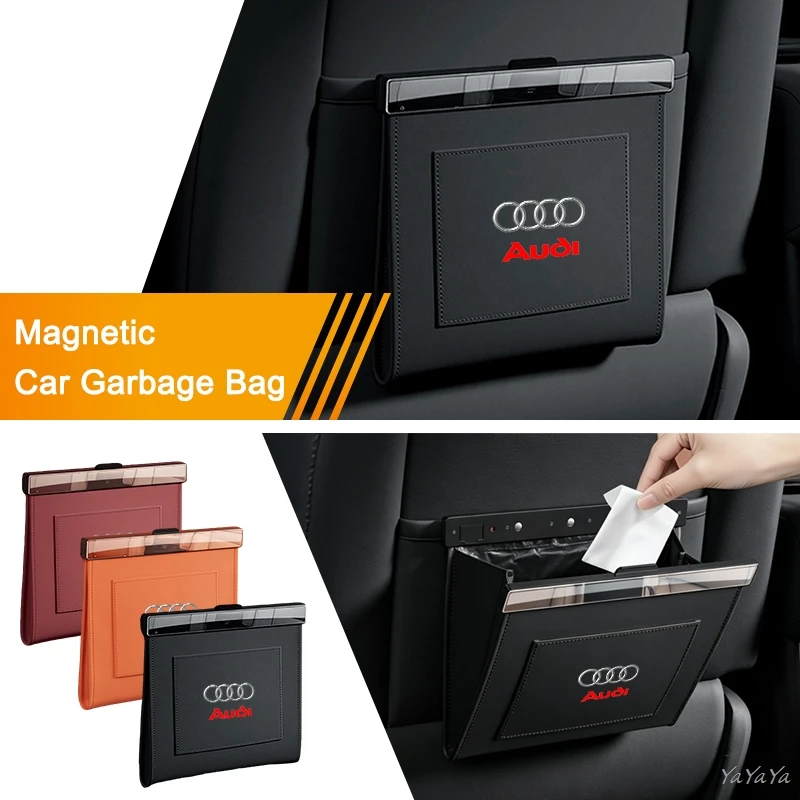 

Magnetic Car Garbage Bag Waterproof Hanging Car Trash Can Storage Holder Multi-use Organizer For Audi A3 A4 Q3 Q5 Sline Sticker