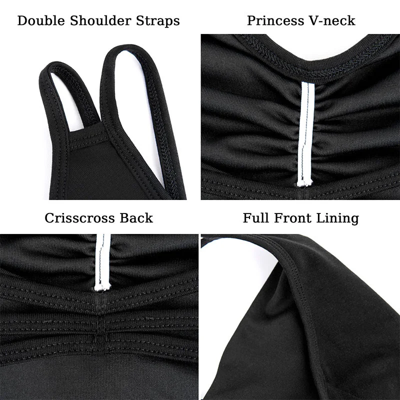 Mulheres sem mangas camisola ballet dança collants para adulto ginástica dança regatas com princesa decote em v e costas cruzadas