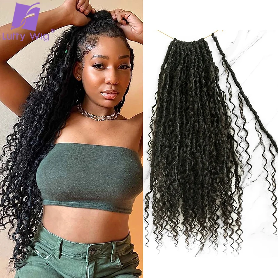 Crochet Boho Locs Braids with Human Hair Curls Goddess Locs Braids Pre-looped Soft Dreadlocks Curly Crochet Hair 22inch 26inch