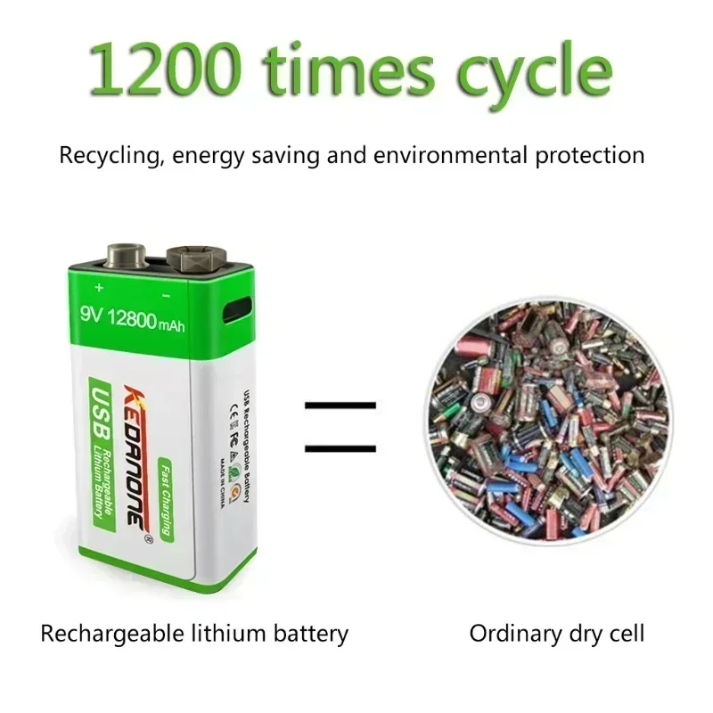 NEW 9V Rechargeable Battery 12800mAh 6F22 Micro USB 9v Li-ion Lithium Batteries for Multimeter Microphone Toy Remote Control KTV