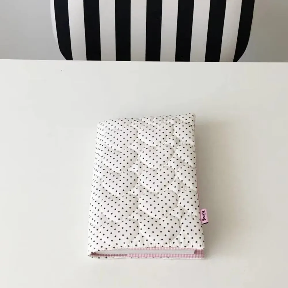 Korean Quilted Cotton A5 Book Cover Dopamine Polka Dot Pattern Bookcase Protector Washable Notebook Sleeve Students Stationery
