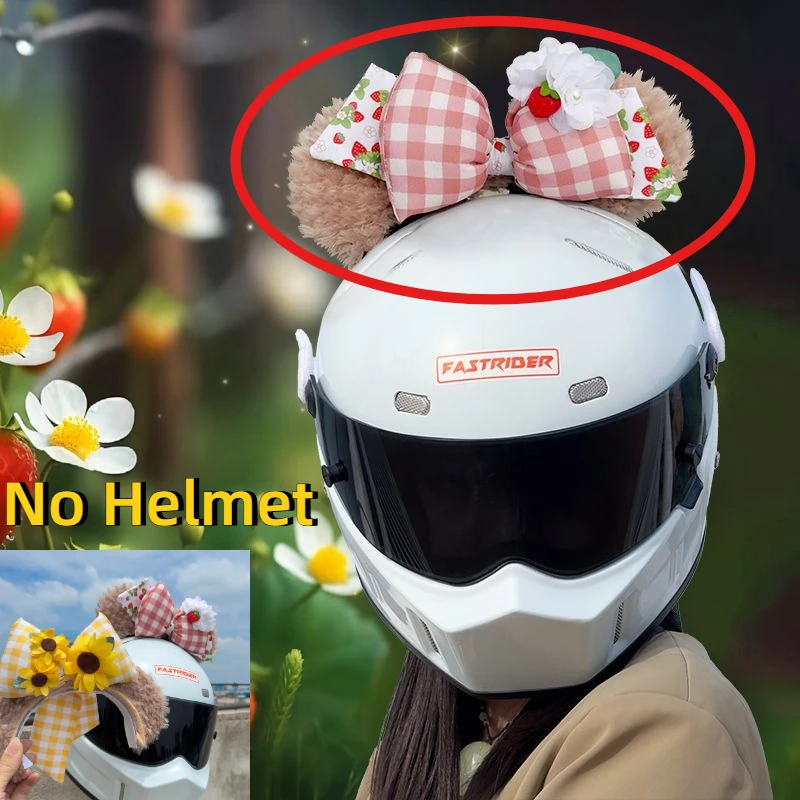 Motorcycle Helmet Plush Animal Ears Sticker Cute Electric Bike Bicycle Ski Helmet Decoration Universal Riding Accessories