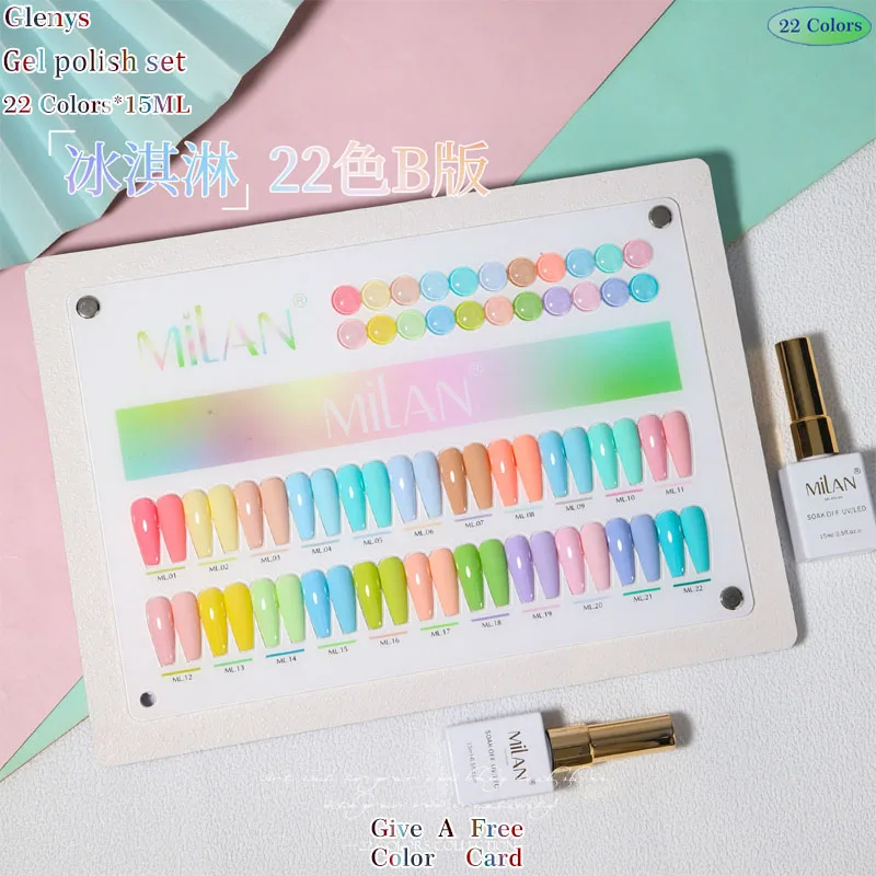 Glenys 22 Color Series Nail Polish Glue, Full Network Popular Color, Full Immersion Gel Salon, Nail Art Varnish Set