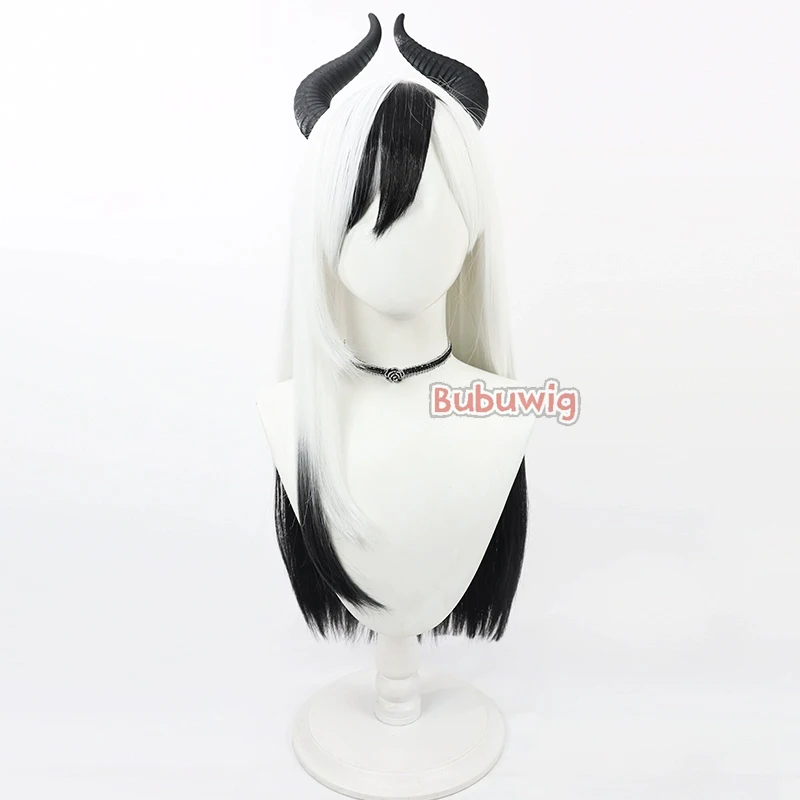 Bubuwig Synthetic Hair Onikata Kayoko Cosplay Wigs Blue Archive Onikata Kayoko 70cm Long White Mixed Black Wig Heat Resistant