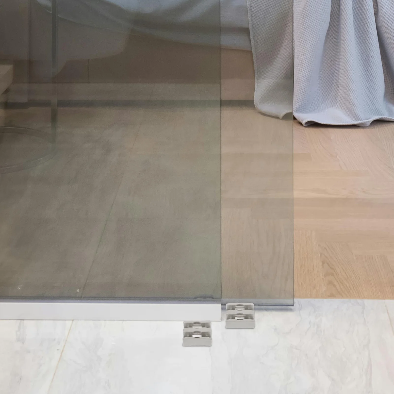 

2pcs Sliding Door Bottom Guide For Glass Shower Doors Durable Pp Material Anti-Collision Bumper Replacement Parts