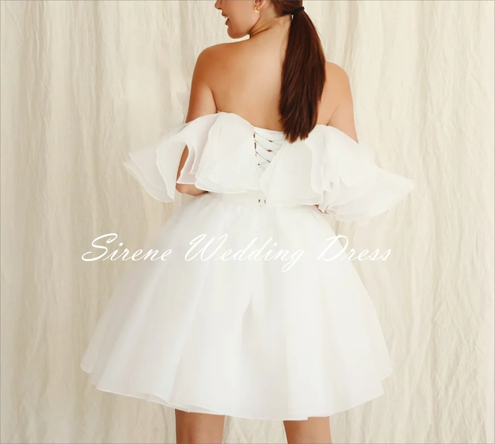 Sirene Mini Off The Shoulder A Line abito da sposa per donna corto semplice Backless abiti da sposa Lace Up Vestidos De Noiva