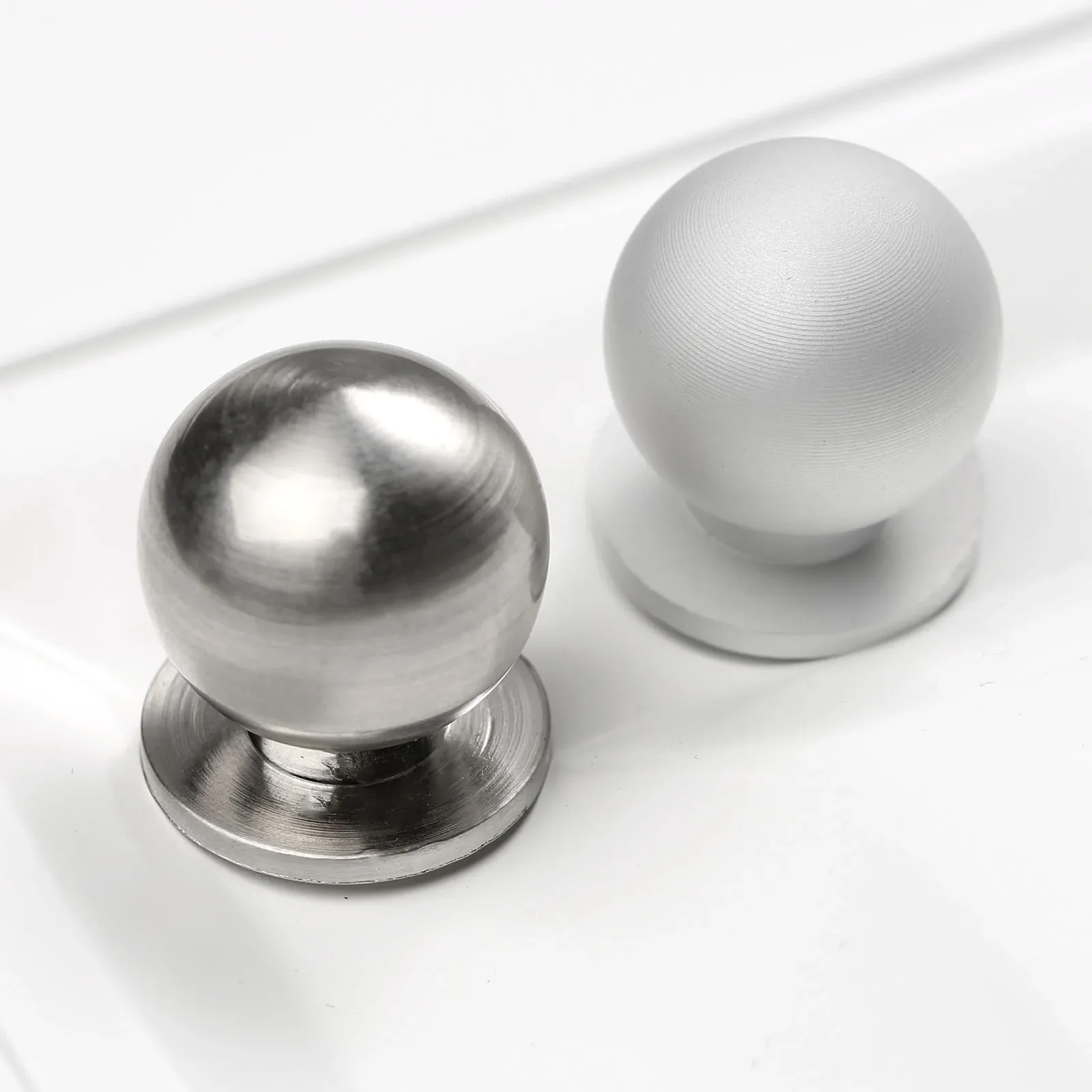 Modern Round Ball Knob Aluminium alloy Matt Furniture Pull Handle Wardrobe Door Drawer Cabinet Durable Useful Screw Grey Silver