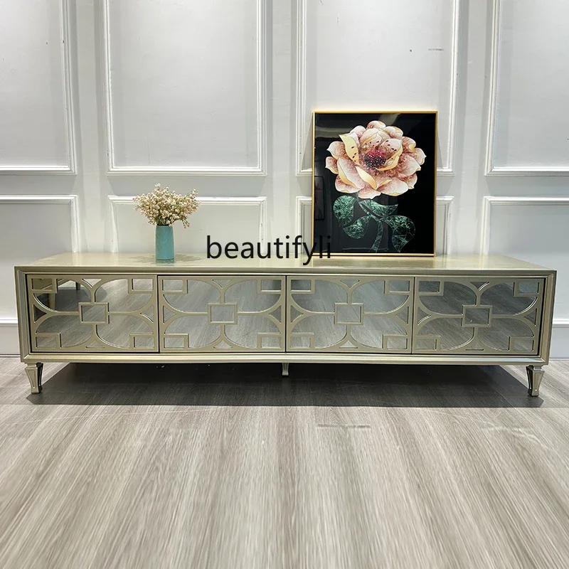 

ssK178 French light luxury TV cabinet modern small apartment simple living room solid wood cabinet American video cabinet