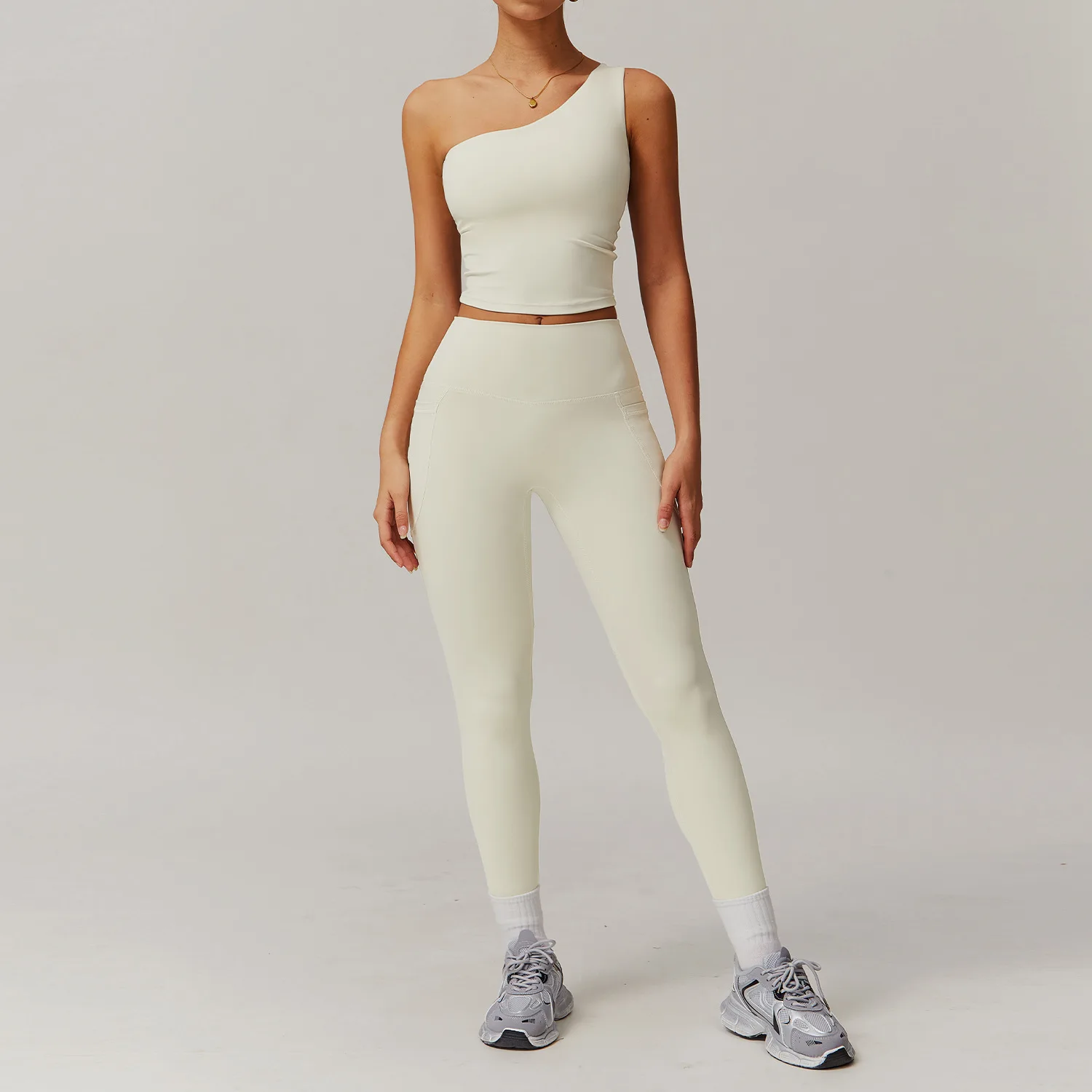 Customized LOGO Women's Cloud Sense Quick Drying Yoga Casual Running Fitness Sports Vest Trousers Pocket Two-piece Set