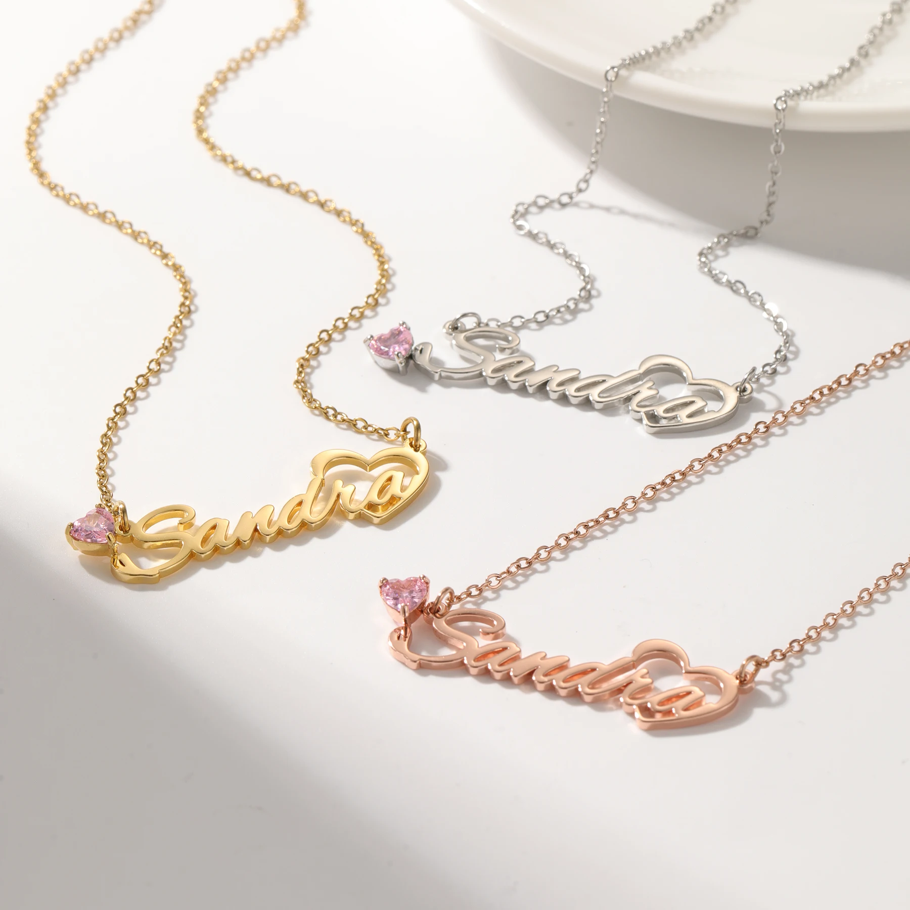 Custom Name Necklace With Heart Name Earring Jewelry Sets For Women Stainless Name Jewelry Minimalist Gift Sets For Christmas