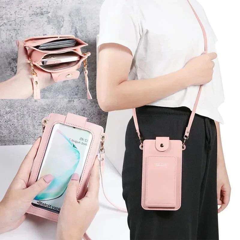 Crossbody Mobile Phone Bag for Women Girls Universal Cellphone Organizer Pouch Touch Screen Mobile Case Shoulder Bag PU Leather view 3