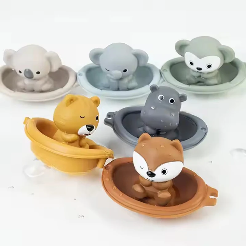 Kids Bath Animal Toys For Children Baby Stackable Bathroom Boat Toys Eco Animal Doll Bath Bathtub Toy Set Educational Toy