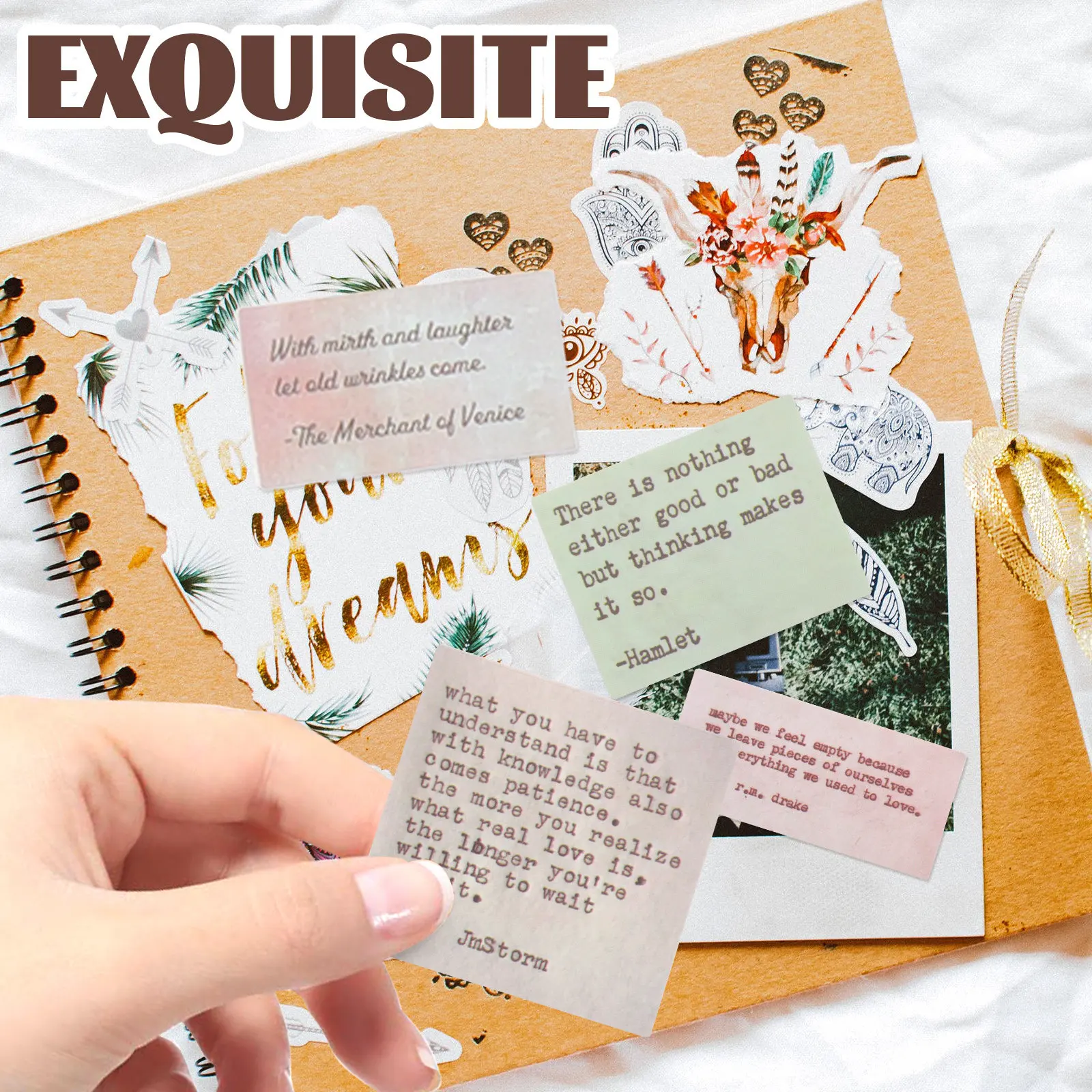 

120Pcs Inspirational Quotes Planner Sticker Durable Scrapbook Supplies DIY Journaling Stickers Motivational Quotes