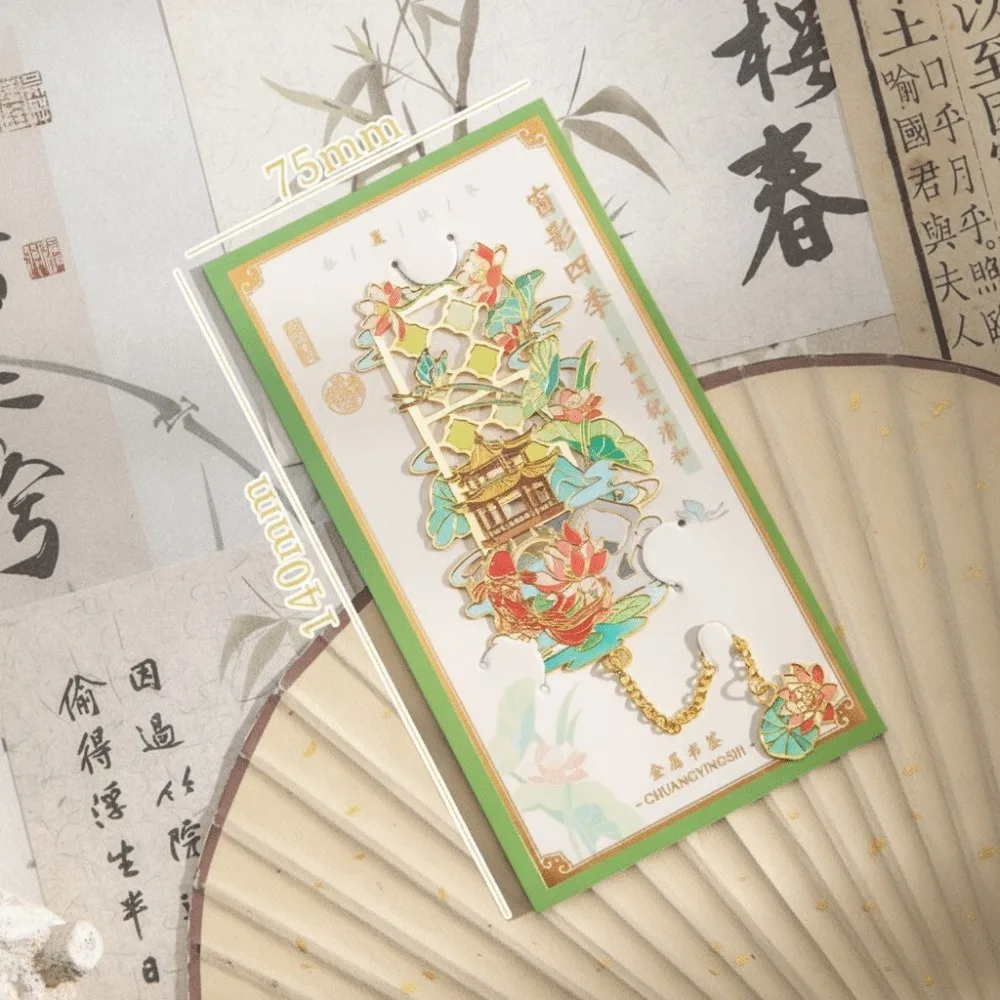 

Retro Metal Metal Bookmarks Tassel Pendant Book Clip Chinese style Painted Reading Tool Stationery