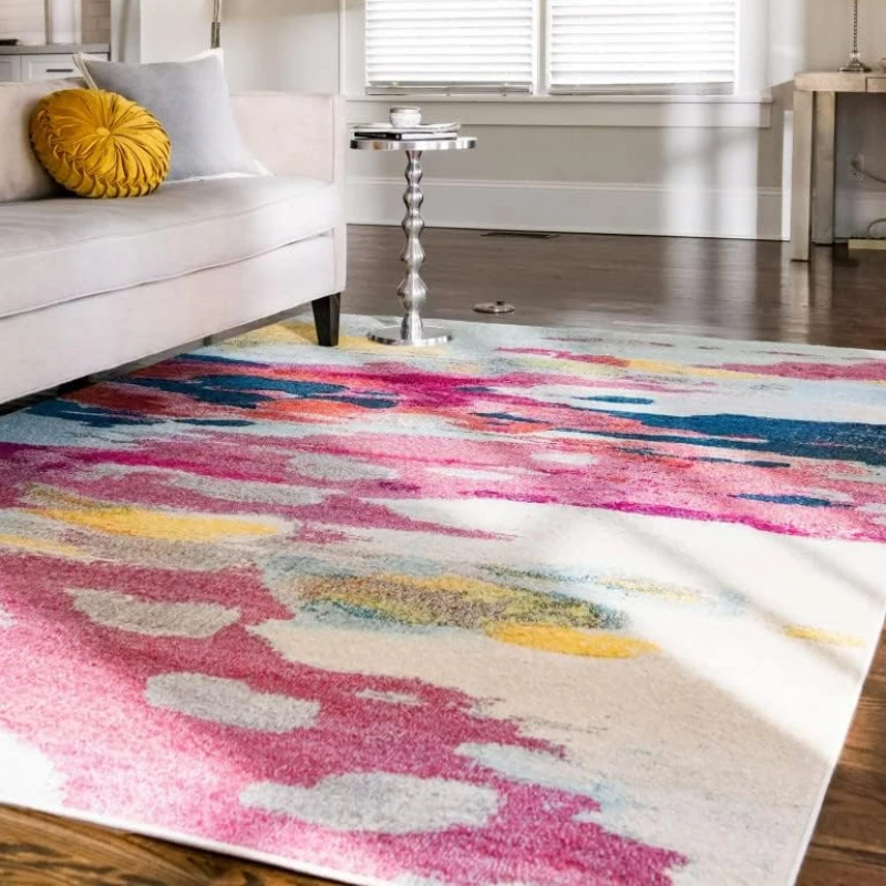 Modern Bohemian multi-color light luxury carpet Scandi Living Room Bedroom Hallway Rugs Soft Bedroom Bedside Rug Home Decor