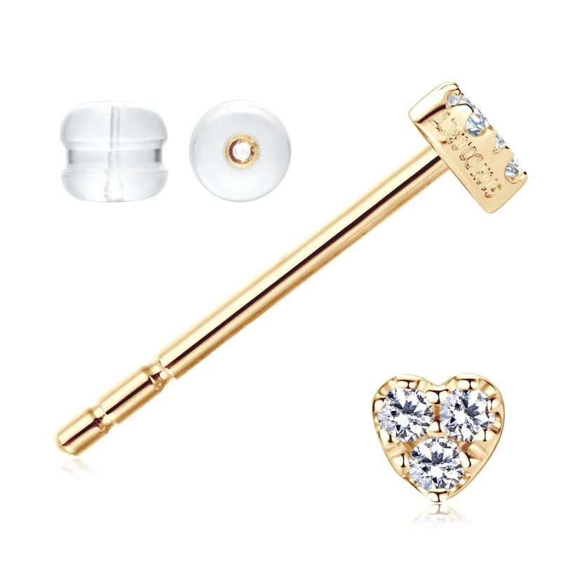 

ZFSILVER Fashion Trendy Classic 10K Gold Color D Moissanite Sweet Heart Earrings For Women Accessories Jewelry Gifts K-EMO-582