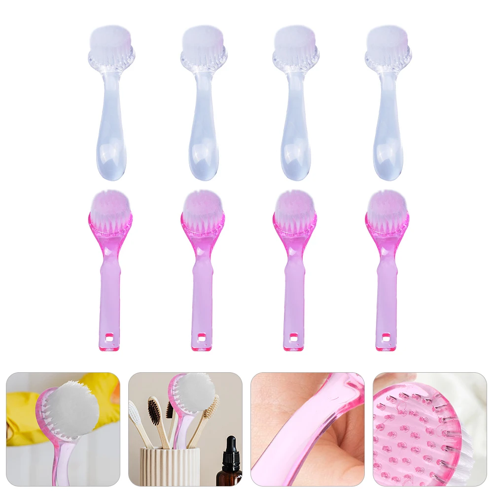 

8pcs 1 Set Fingernail Cleaning Handle Grip Nail Brush Non Slip Long Plastic Handle Brush Set For Toenails Household Use Nail Art