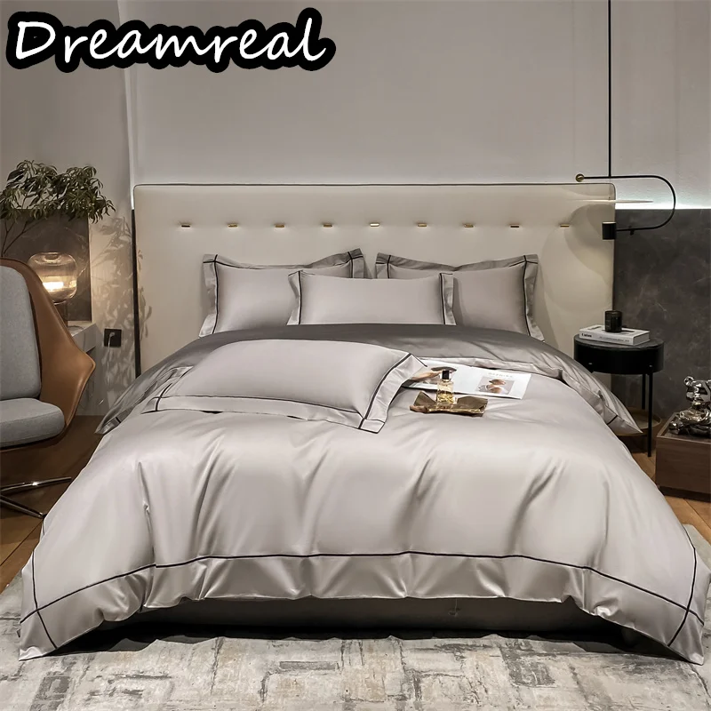 

Dreamreal Embroidered Egyptian Cotton Bedding Set 800TC Quilt Cover Soft Duvet Cover Luxury Flat/Fitted Bed Sheet Pillowcases