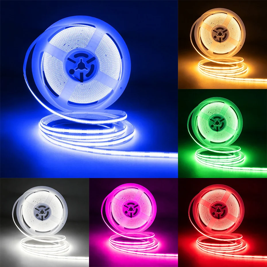DC 24V Led Strip COB 1M 3M 5M 8M 10M Tape Light 320 LEDs/m Pink Red Green Blue Warm White Yellow 9 Colors For Room Decoration