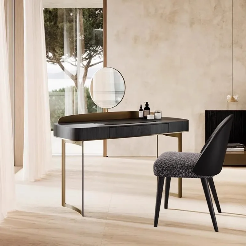

European Black Vanity Table Dest Decor Simple Solid Wood Makeup Vanity Desk Bedroom Modern Coiffeuse De Chambre Furniture Home