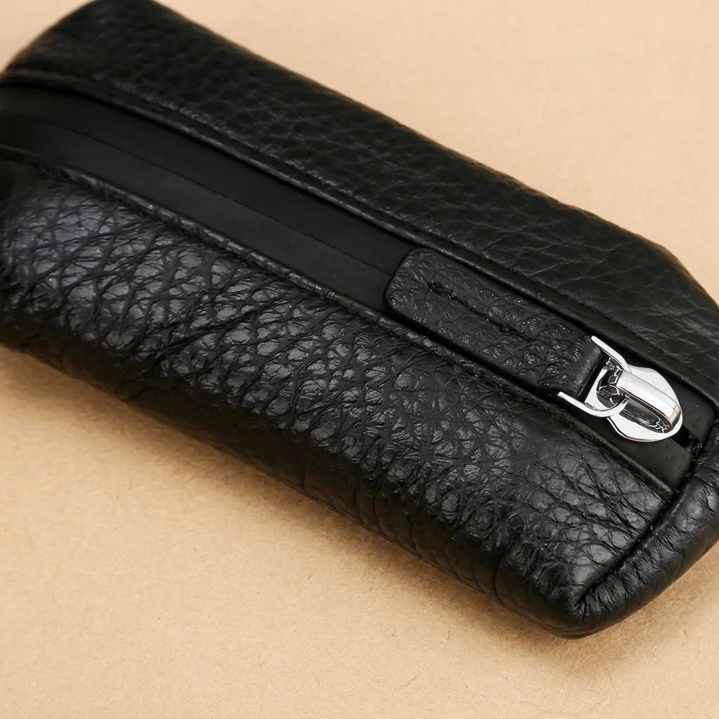 Zipper Closure Key Case Soft Leather Key Holder Soft Leather Key Case Compact For Personal Item Storage Outdoor Travel Urban