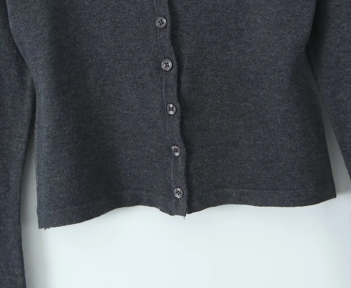 Women COTTON COLLAR CUFFS CARDIGAN Tshirt