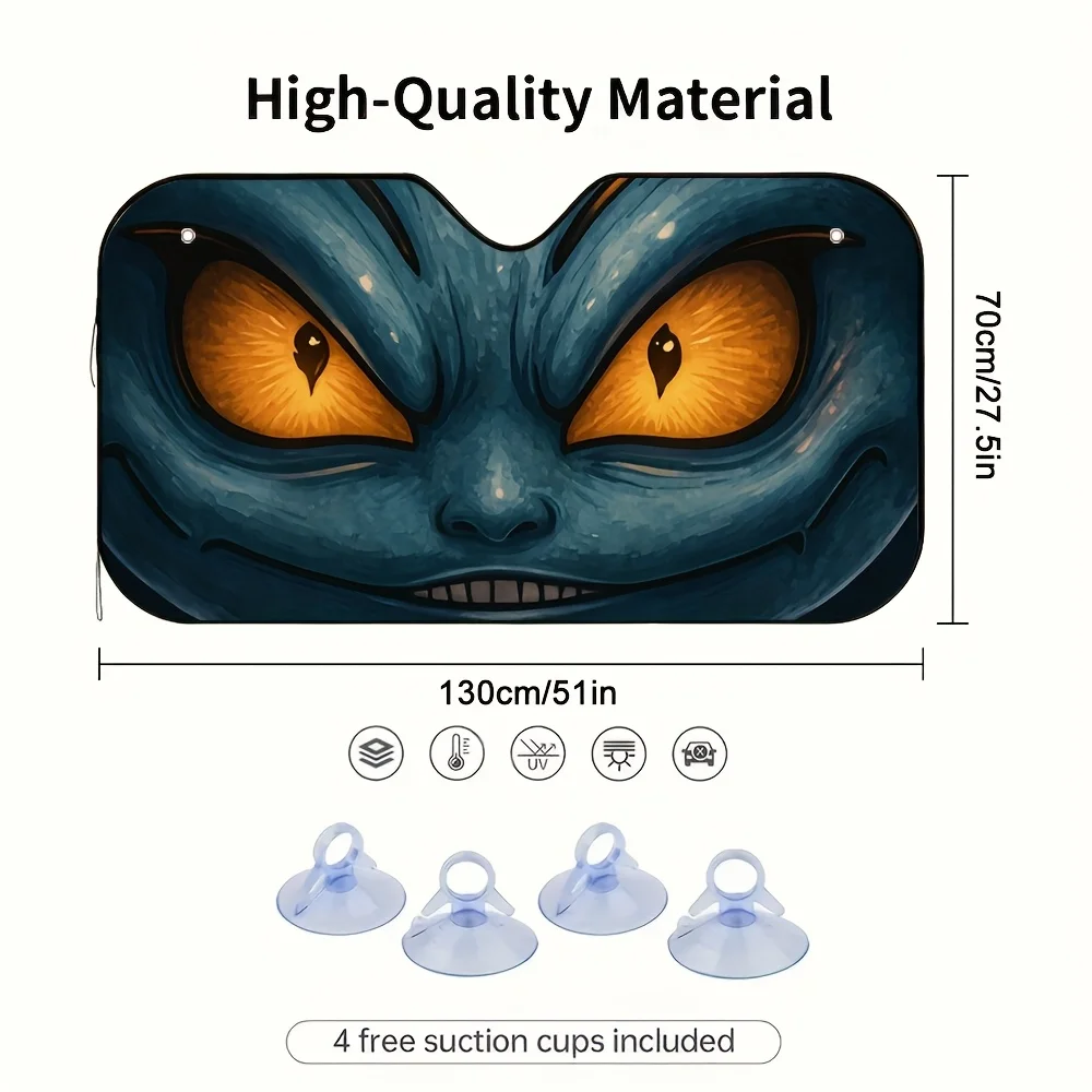1pc Mysterious Glowing Eyes Car Sun Visor, Suitable For All Drivers, Easy Installation, Provides Long-lasting Sunlight Protectio