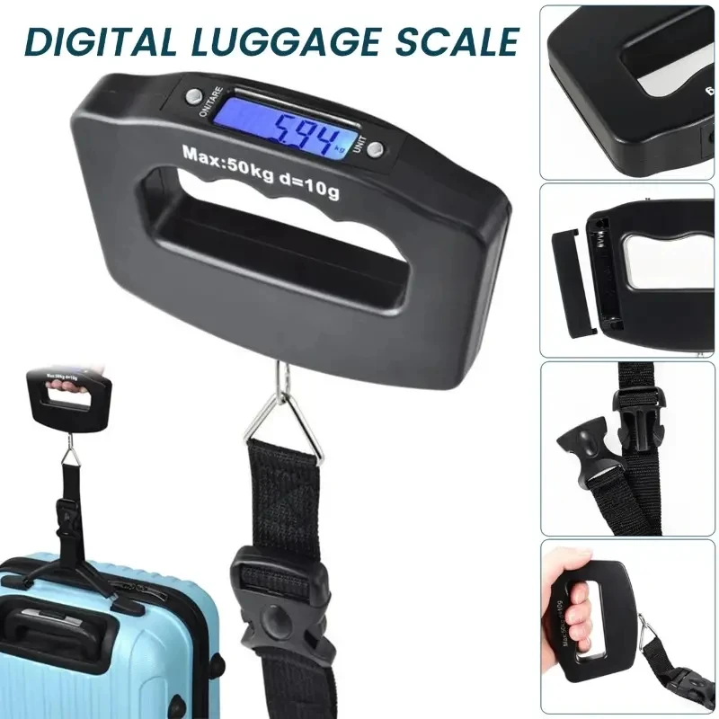 50kg/10g Digital Luggage Scale Electronic Portable Suitcase Travel Weighs with Backlight Electronic Travel Hanging Scales