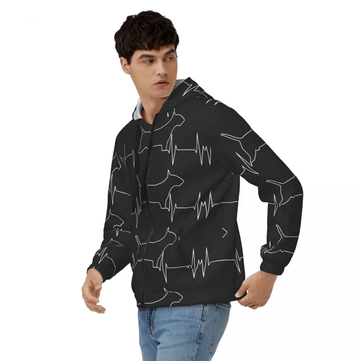 Nope Bull Terrier Dog Lazy Animal Pet Zipper Hoodie Harajuku Pullover Autumn Winter Men Women Sweatshirt Long Sleeve Tops