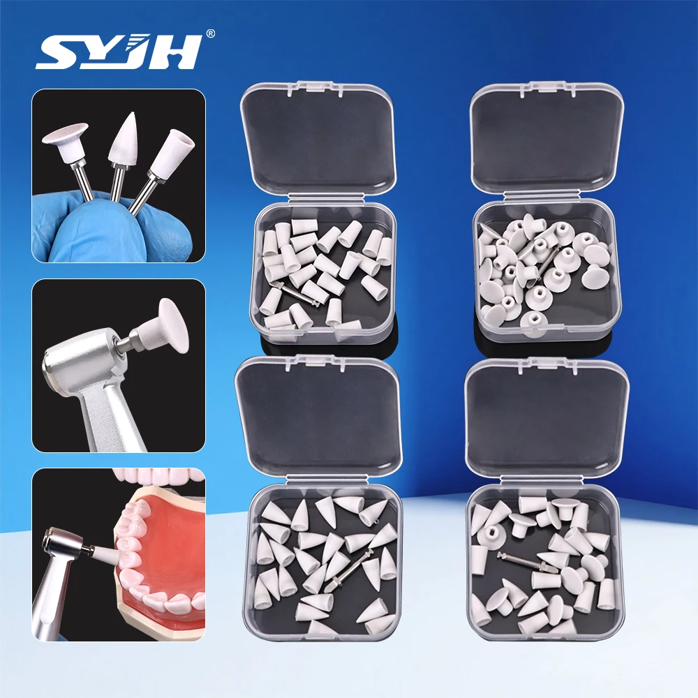 SYJH 25 قطعة/صندوق الأسنان سيليكون التشطيب تلميع رئيس كوب مركب مقلوب مخروط نقطة الملمع CA 2.35 مللي متر أدوات طب الأسنان