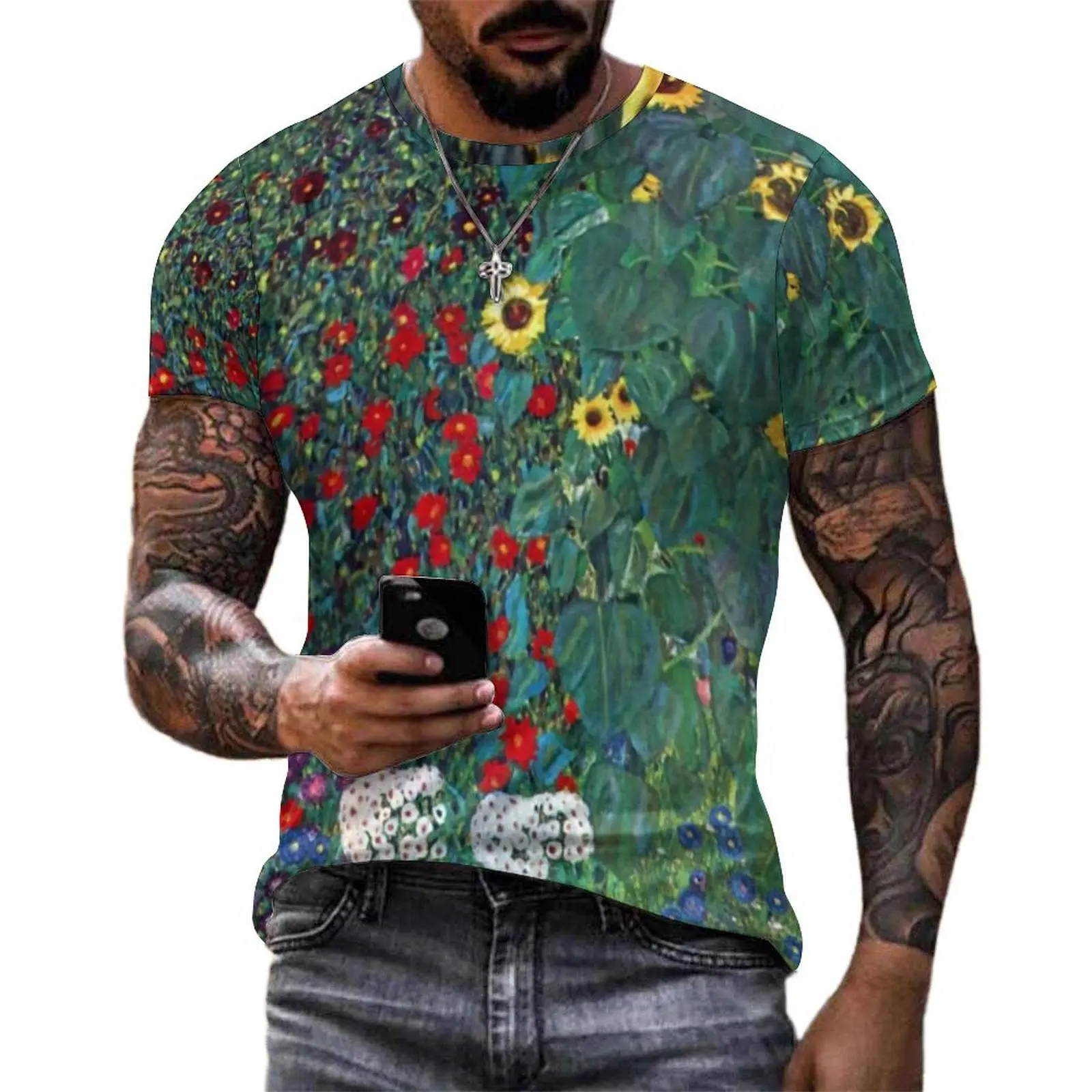 Farmer Garden W Sunflower T Shirt Couple Vintage Flowers Design O Neck T-Shirts Summer Harajuku Tops Streetwear Plus Size Tees