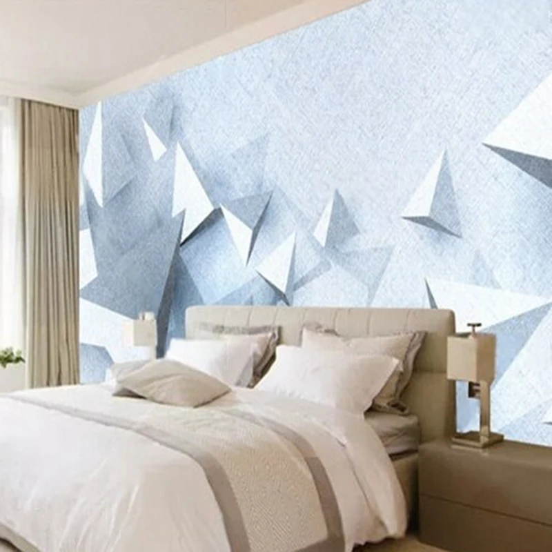 Nordic modern and simple 3D three-dimensional geometric pattern TV luxurious home bedroom background wall