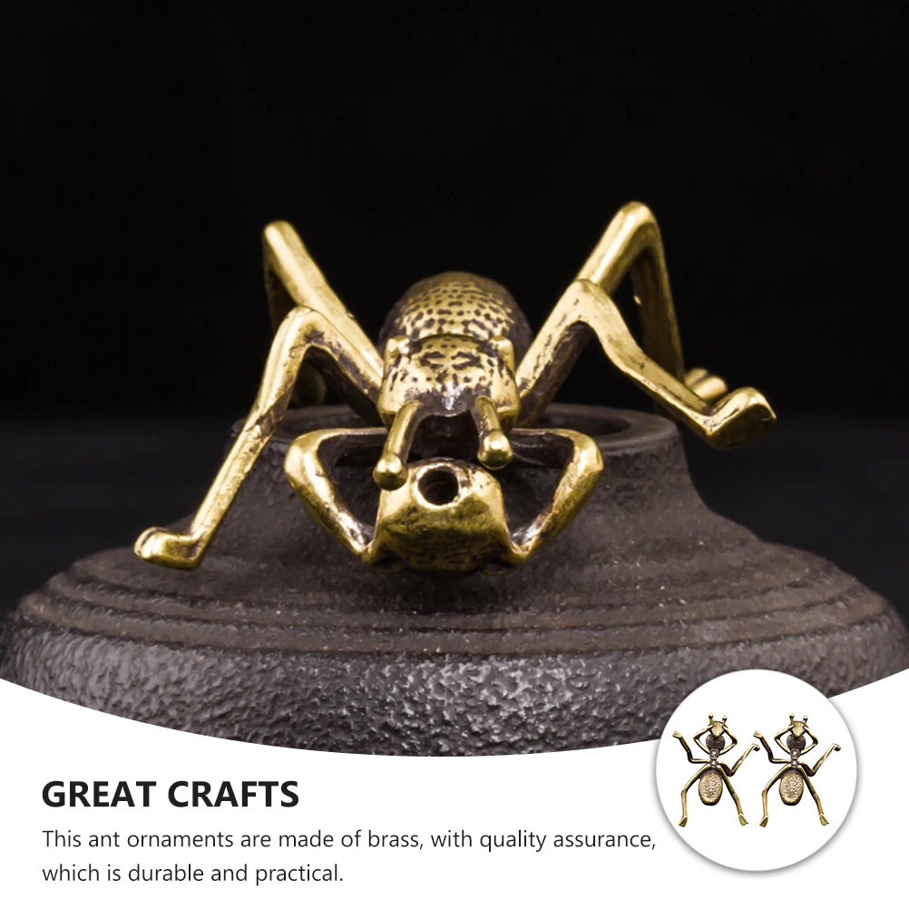 

2 Pcs Ant naments Made Of Brass For Home Office Decoration Creative Desktop Teatable Figurines