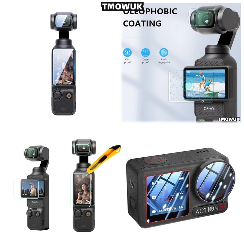 

For DJI Pocket 1 2 Osmo Pocket 3, Tempered Glass Screen Protector, Perfect Fit For Action 2 4 Pro.