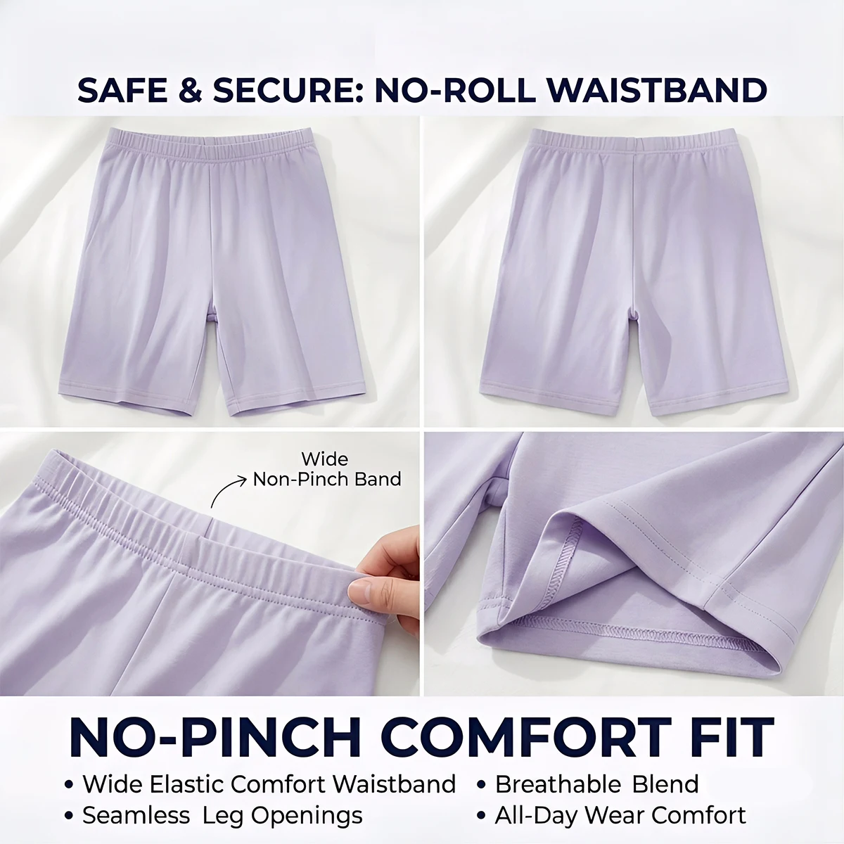 2 PCS Kids Tights Girls' Shorts & Safety Shorts, Anti-Exposure, Simple Solid Color, Suitable for Kids' Daily Wear, Moderate Thic view 4
