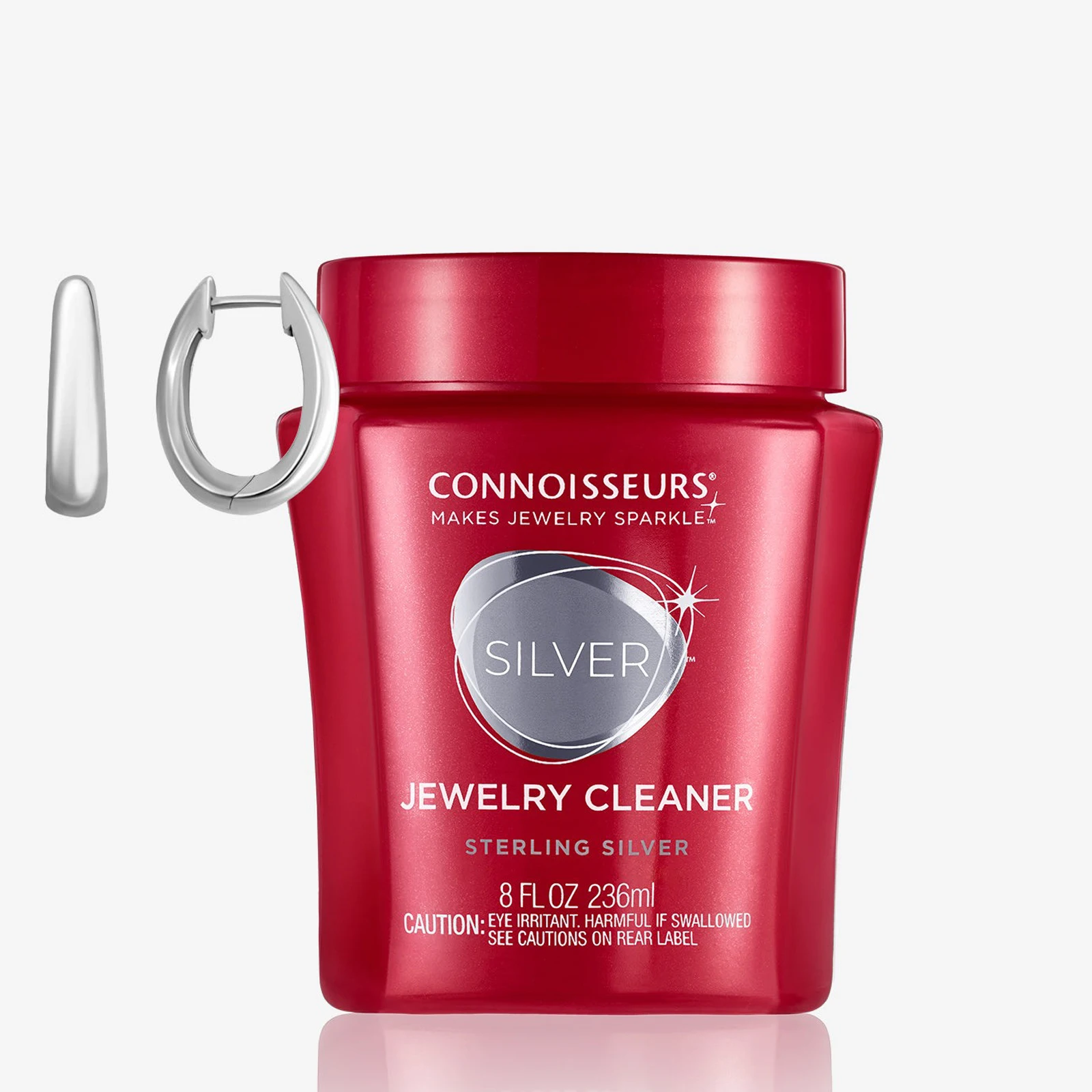 Connoisseurs Silver Jewelry Cleaner Dip  Fast Tarnish Removal for Sterling Silver, Ammonia-Free Formula in Red Jar with Tray