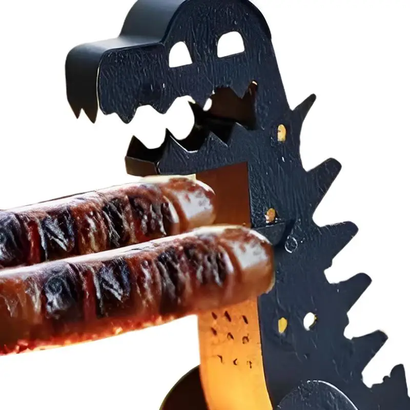 DinosaurMonster Grill Stainless Steel BBQ Grill Happy Flame Hotdog Roaster Sausage Barbeque Meat Grill Cooking Camping