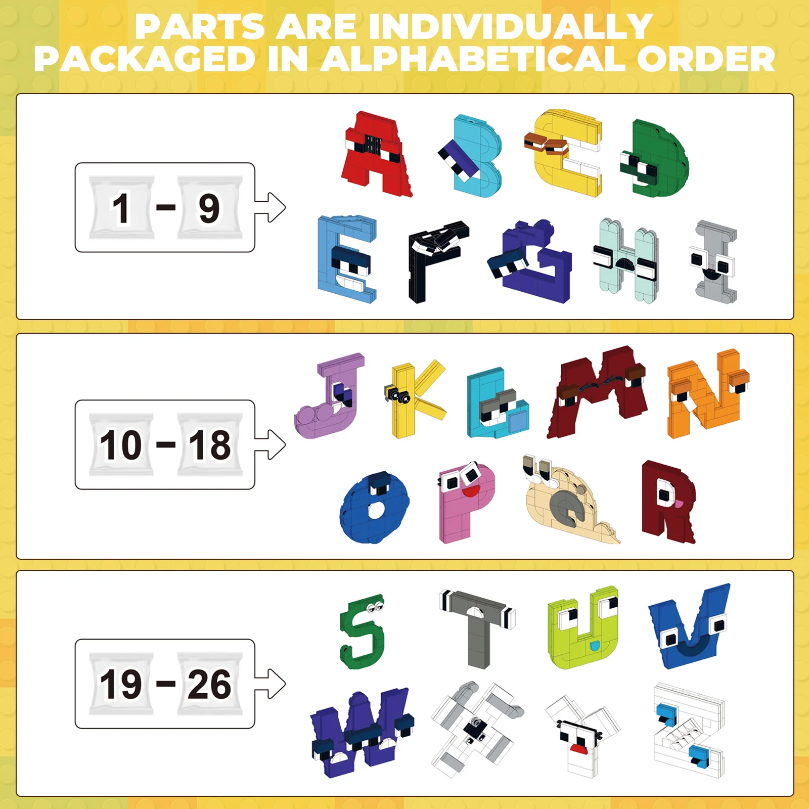 Gobricks MOC Letters Lore A-Z 26 English Alphabet Building Blocks Set Legend Letters Education Style Bricks Toys Children Gifts