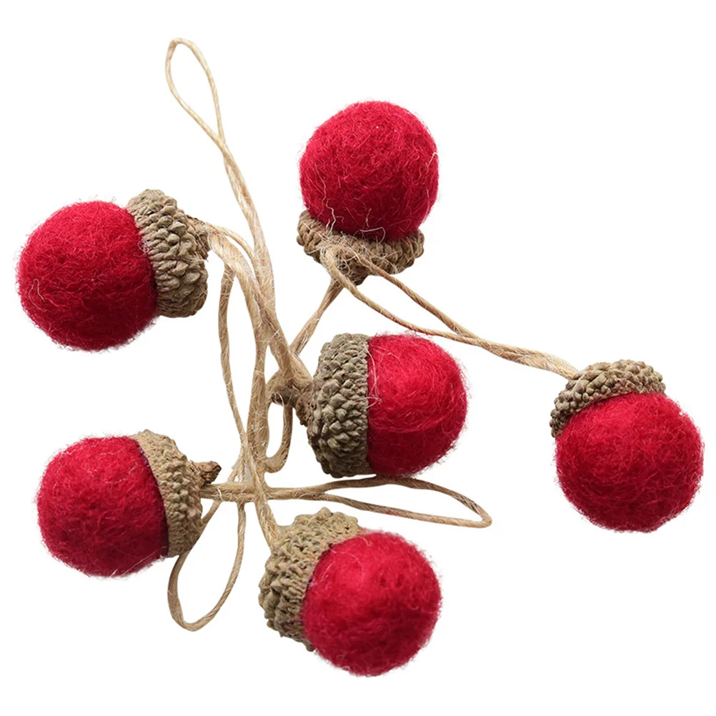 

6 Pcs Natural Tree Ornaments Felt Pine Cones Garlands Christmas Supplies Pendant Red Decorative Fall Home