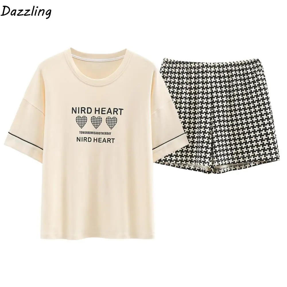 

Домашняя одежда Цветочные хлопковые шорты Пижамный комплект Медведь Кролик Тонкая хлопковая пижама с героями мультфильмов с короткими рукавами Летняя одежда для сна из 2 предметов Домашняя одежда