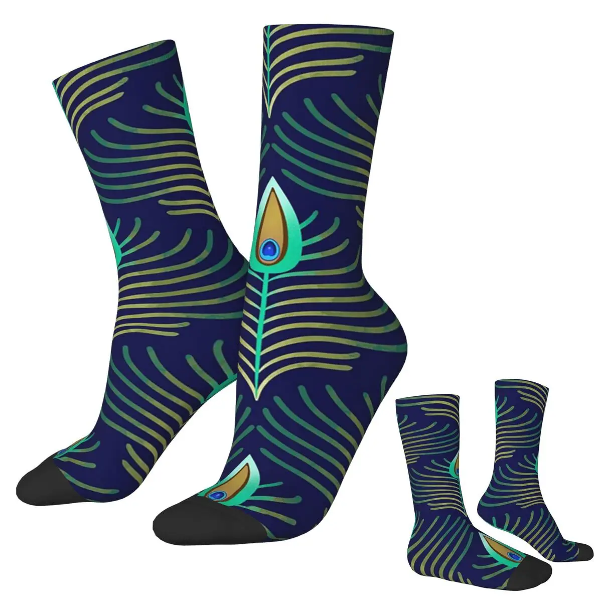 All Seasons Crew Stockings Vintage Peacock Feather Socks Harajuku Long Socks for Men Women Valentine's Day Gifts