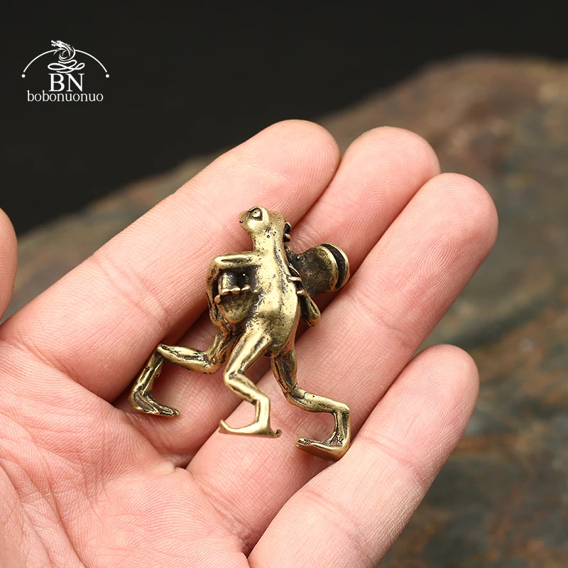 العتيقة النحاس النقي الصلبة الضفادع المصارعة الشاي الحيوانات الأليفة تمثال النحاس الحيوان الجدول زخرفة اكسسوارات ديكور المنزل لغرفة المعيشة