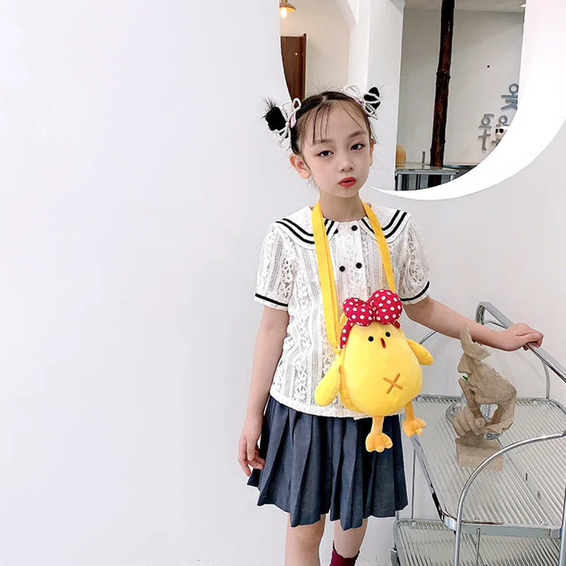 Cute Kid Bag Little Yellow Chicken Backpack Plush Small Bag Shoulder Bag Hairy Crossbody Bag Doll Kawaii Bag mini Child Bag Gift