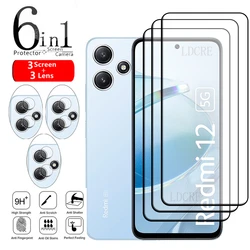 6-in-1 For Xiaomi Redmi 12 5G Glass Redmi 12 5G Tempered Glass Full Cover Glue 9H HD Screen Protector For Redmi 12 5G Lens Glass