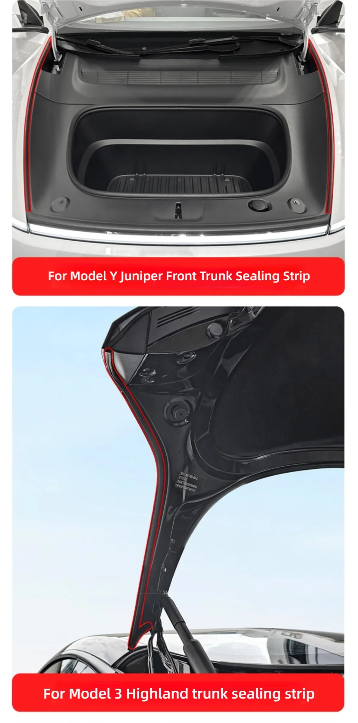 For Tesla Model Y Juniper Door Seal Strip Soundproof Rubber Weatherstrip for Model 3 Highland B-Pillar Sealing Noise Reduction