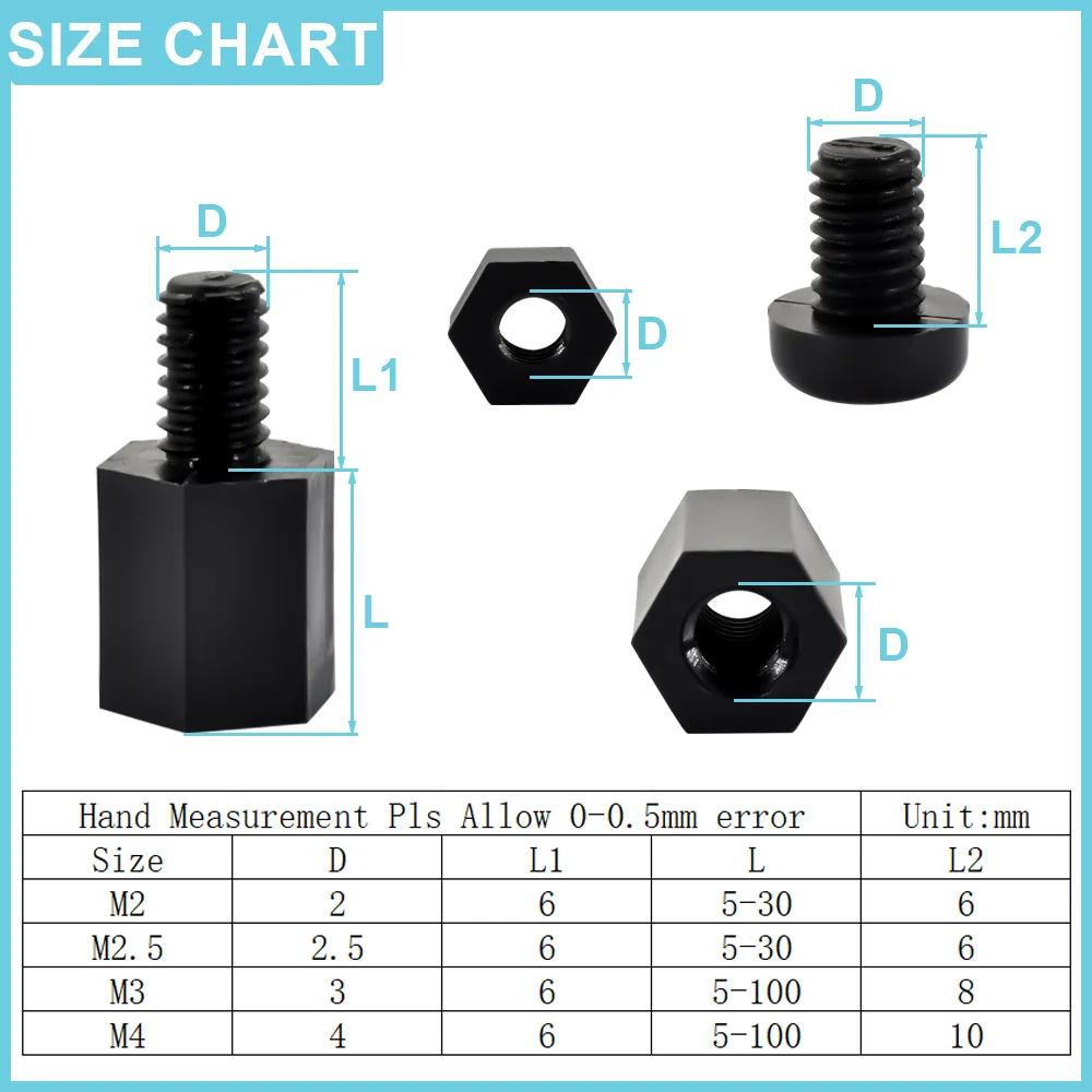 M2 M2.5 M3 M4 Nylon PCB Standoff Kit - 200Pcs Plastic Insulated Hex Spacer & Screw Nut Assortment for Motherboard Mounting
