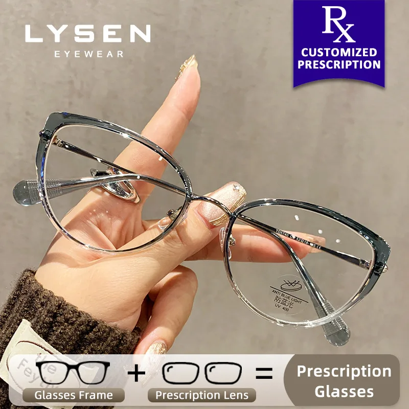 

LYSEN Cat Eye Women's Photochromic Myopia Glasses Lady Anti Blue Light Optical Prescription Glasses Progressive Reading Eyewear
