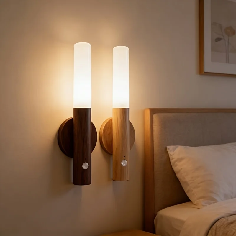 Smart Motion Sensor Lights Magnetic Wall Light LED Bedside Ambient Light with USB Charging for Bedrooms Stairs Hallways Cabinets