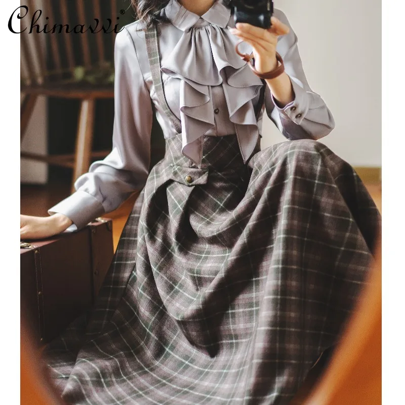 オリジナルレトロ宮殿スタイルサテンブラウス春と秋の新ファッション長袖ルーズエレガントロリータシャツ女性用